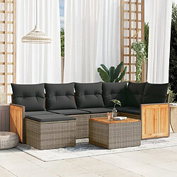 Maison Chic Salon de jardin avec coussins 7 pcs, Ensemble Tables et chaises de jardin, gris résine tressée -GKD105285