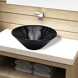 vidaXL Vasque rond céramique Noir pour salle de bain