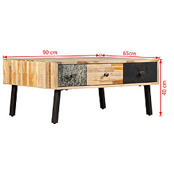 vidaXL Table basse Teck de récupération massif 90x65x40 cm pas cher