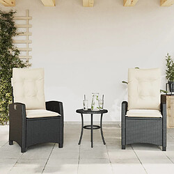 Maison Chic Lot de 2 Chaises inclinables de jardin et coussins | chaises Relax d'extérieur noir rotin -GKD38031