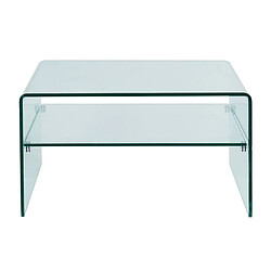 Vente-Unique Table basse carrée STILEOS - Double plateau - Verre trempé