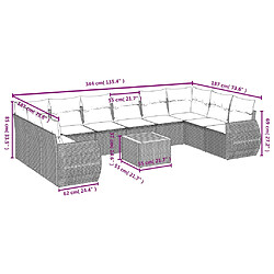 Acheter vidaXL Salon de jardin 11 pcs avec coussins noir résine tressée