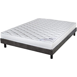 Ebac Matelas + sommier 140x190 Mousse - Marly - Soutien ferme - Sommier démonté - Béton