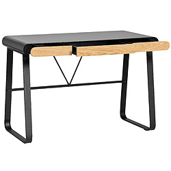 Avis Pegane Bureau en MDF laqué papier noir avec pieds en métal, table de travail - Longueur 110 x Profondeur 55 x Hauteur 76 cm