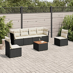 Maison Chic Ensemble Tables et chaises d'extérieur 7pcs avec coussins,Salon de jardin noir résine tressée -GKD494451