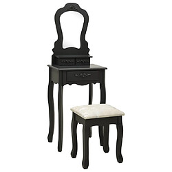 vidaXL Ensemble de coiffeuse avec tabouret Noir 50x59x136 cm Paulownia 