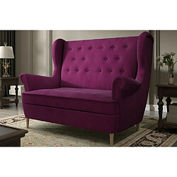 VENESETTI Canapé 2 places en tissu de catégorie Luxe, Fuschia - ARNAUD 