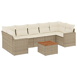 vidaXL Salon de jardin avec coussins 8 pcs beige résine tressée