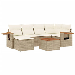 Maison Chic Salon de jardin avec coussins 7 pcs, Ensemble Tables et chaises de jardin, beige résine tressée -GKD296294 