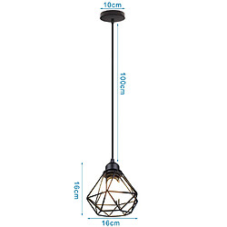 Stoex Suspension Lustre en Métal Luminaire Cage Diamant Fer Corde Ajustable Lampe Salo