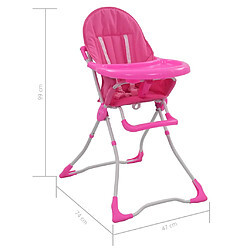 vidaXL Chaise haute pour bébé Rose et blanc pas cher