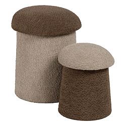 BigBuy Home Pouf Marron Beige Bois MDF 40 x 40 x 48 cm (2 Unités)