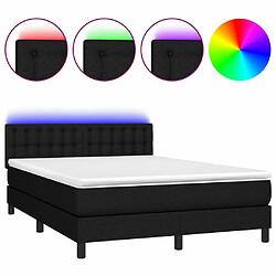 Sommier à lattes LED,Cadre à lattes de lit avec matelas pour Adulte Noir 140x200 cm Tissu -MN75347