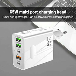 Avis Visiodirect Chargeur Rapide 65W Prise Multiple avec 2 USB C + 2 USB + 1 QC 3.0 Chargeur 5 Ports pour Realme 7 Pro 6.4" - Blanc