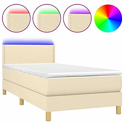 Sommier à lattes LED,Cadre à lattes de lit avec matelas pour Adulte Crème 80x200 cm Tissu -MN35240