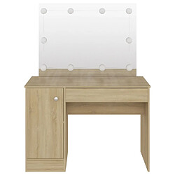 Helloshop26 Coiffeuse table de maquillage design meuble mobilier de chambre avec éclairage led 110 x 55 x 145 cm MDF chêne 02_0006285 