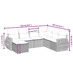 Avis vidaXL Salon de jardin avec coussins 7 pcs gris résine tressée