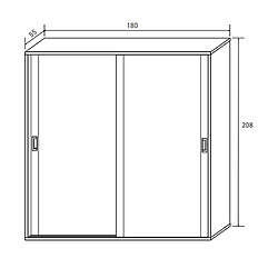 Pegane Armoire, placard garde-robe 2 portes coloris chêne cambrian, graphite - Longueur 180 x Profondeur 55 x Hauteur 208 cm