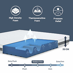 The White Stone Matelas Simple 80x150 à mémoire de forme orthopédique | Hauteur 20 cm | Made in Italy pas cher