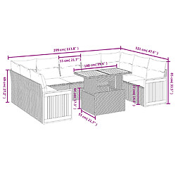 Avis Maison Chic Salon de jardin 10 pcs avec coussins, Ensemble Tables et chaises d'extérieur noir résine tressée -GKD691179