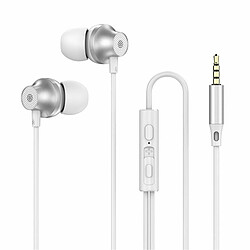 Copper Driver Hifi Sports Headphones 3.5Mm In-Ear Earphone Ergonomic Bass Music Earbuds Blanc