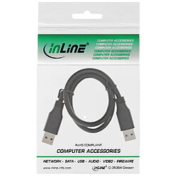 Câble InLine® USB 3.0 Type A mâle à A noir 0,5m