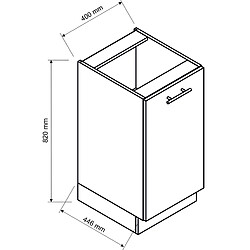 Pegane Meuble bas de cuisine avec 1 porte coloris blanc - longueur 40 x profondeur 44,60 x hauteur 82 cm