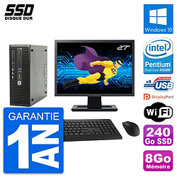 PC HP ProDesk 400 G3 SFF Ecran 27" G4400 RAM 8Go SSD 240Go Windows 10 Wifi - Occasion