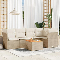 vidaXL Salon de jardin avec coussins 6 pcs beige résine tressée