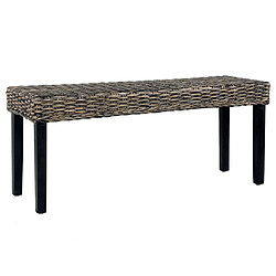 Decoshop26 Banc en rotin kubu naturel et manguier massif 110 cm noir BAN02010 