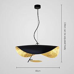 Avis Universal Lustre OVNI de 40 cm, lumière chaude LED 220V Art Salle à manger Salon Apprentissage Chapeau de paille Design Lustre noir extérieur et doré intérieur