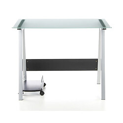 Table informatique DELPHI, verre satiné / argent hjh OFFICE