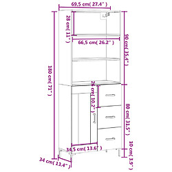 vidaXL Buffet haut Chêne sonoma 69,5x34x180 cm Bois d'ingénierie pas cher