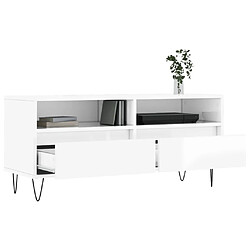 Acheter Maison Chic Meuble TV scandinave - Banc TV pour salon blanc brillant 100x34,5x44,5 cm bois d'ingénierie -MN31527