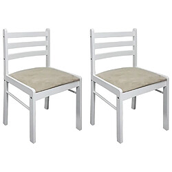 Decoshop26 Lot de 2 chaises de salle à manger cuisine design classique hévéa solide et velours blanc CDS020170 