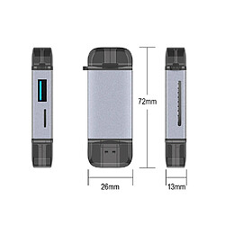 Lecteur de carte 6 en 1 USB Type-C Micro USB & USB 2.0 Combo vers lecteur de carte TF / SD à 2 emplacements Adaptateur de carte US415