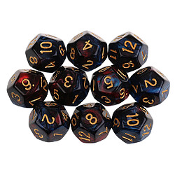 10pcs 12 sided dés d12 dés polyédriques pour les jeux de table des donjons et des dragons Red Blue Jeu Dice