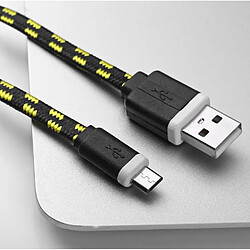 Shot Cable Tresse 1m Micro USB pour Manette Playstation 4 PS4 Smartphone Android Chargeur USB Lacet Fil Nylon (NOIR)