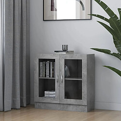 vidaXL Armoire à vitrine Gris béton 82,5x30,5x80 cm Bois d'ingénierie 