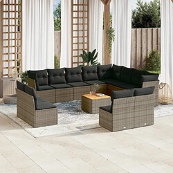 Maison Chic Salon de jardin avec coussins 13 pcs, Ensemble Tables et chaises de jardin, gris résine tressée -GKD840441