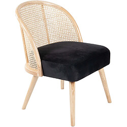 Jardindeco Fauteuil cosy effet velours Gaspard noir.