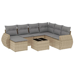 Maison Chic Salon de jardin avec coussins 8 pcs | Ensemble de Table et chaises | Mobilier d'Extérieur beige résine tressée -GKD52745