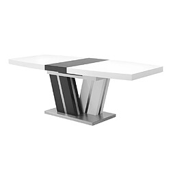 Acheter Vente-Unique Table à manger extensible NOAMI II - 6 à 8 personnes - MDF laqué gris et blanc