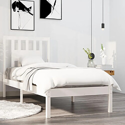 vidaXL Cadre de lit sans matelas blanc bois massif 