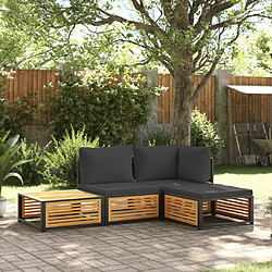 vidaXL Salon de jardin avec coussins 4 pcs bois d'acacia massif 