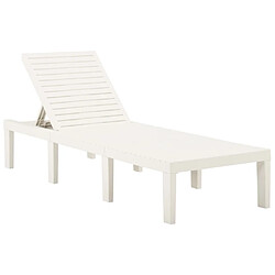 Helloshop26 Transat chaise longue bain de soleil lit de jardin terrasse meuble d'extérieur plastique blanc 02_0012786 