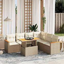 vidaXL Salon de jardin avec coussins 7 pcs beige résine tressée 