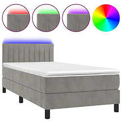 Sommier à lattes LED,Cadre à lattes de lit avec matelas pour Adulte Gris clair 100x200 cm -MN34120