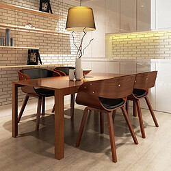 Maison Chic Lot de 4 Chaises à manger,Chaise pour cuisine marron bois courbé et similicuir -MN53833