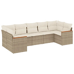 vidaXL Salon de jardin avec coussins 7 pcs beige résine tressée